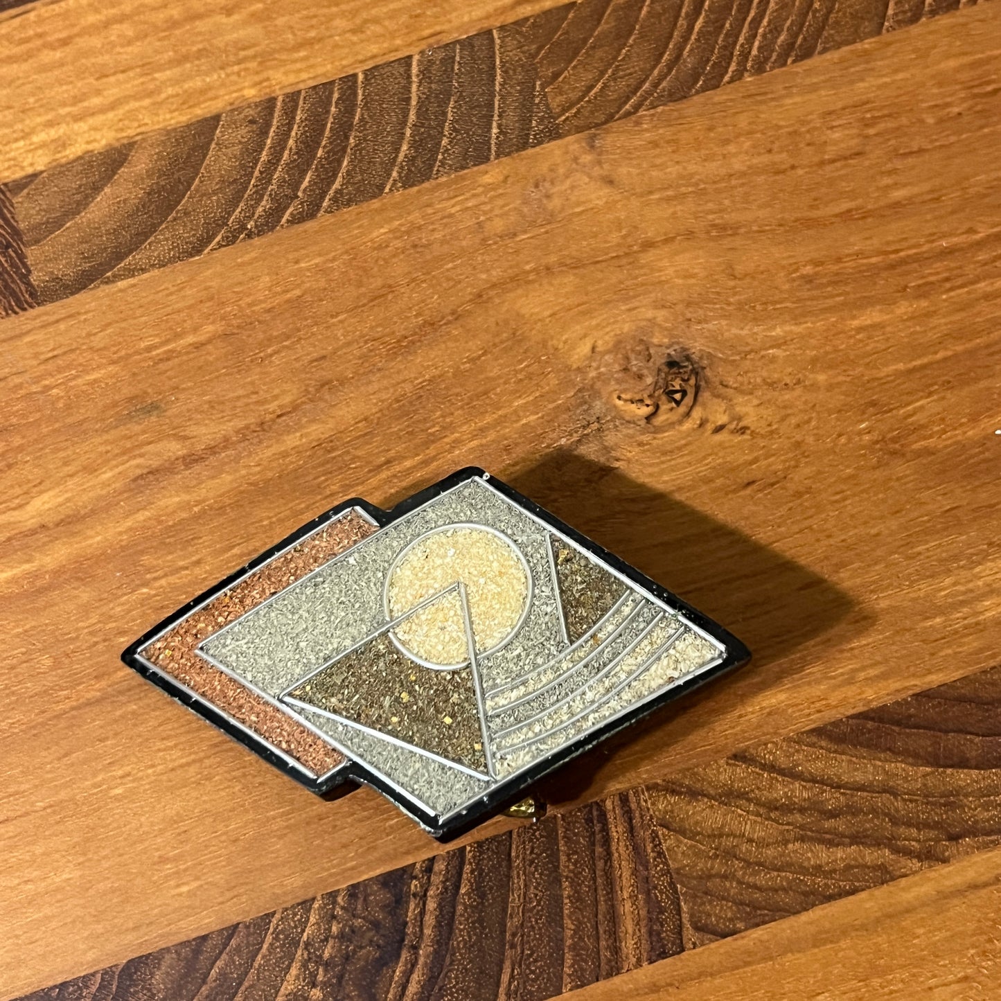 Vintage Geometric Brooch in Earth Tones