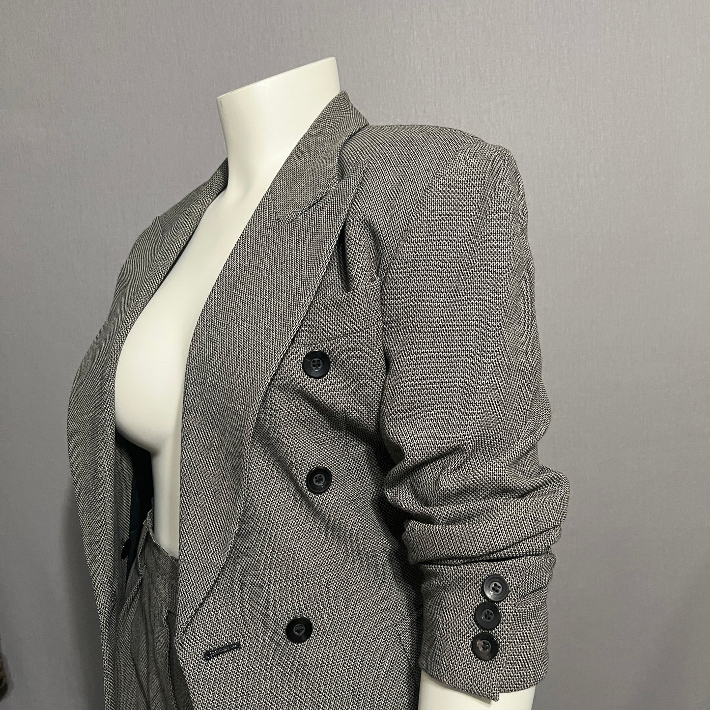 Escada 2 Pc Pants Double Breasted Pleated Neutral Set Sz-40/42 Large