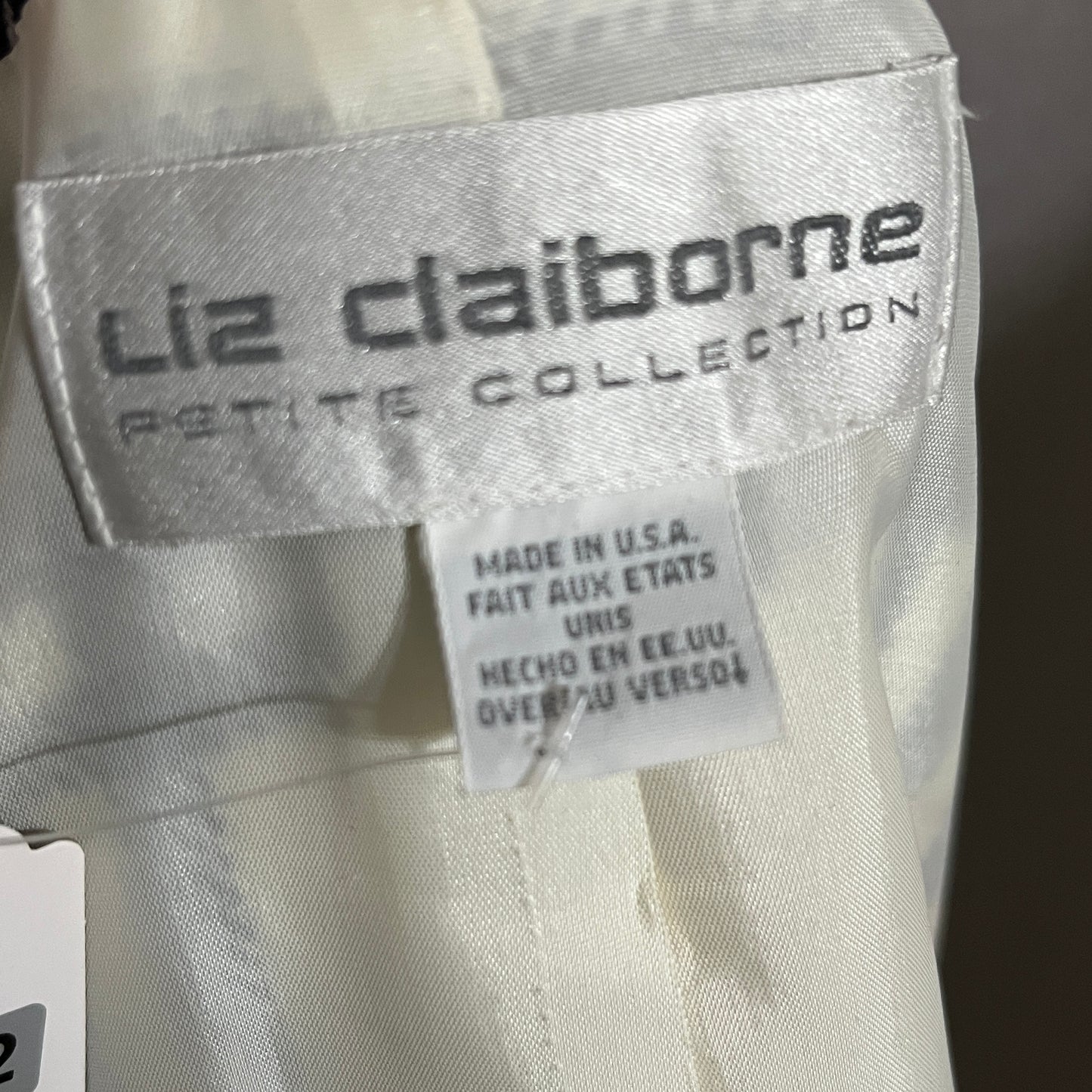 Liz Claiborne Cream and Black Plaid Blazer