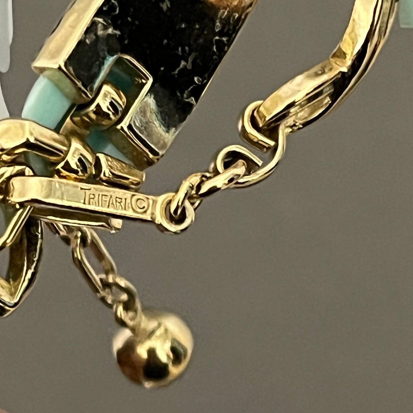 Trifari Mint Green With Gold Trim Necklace Sz- One Size