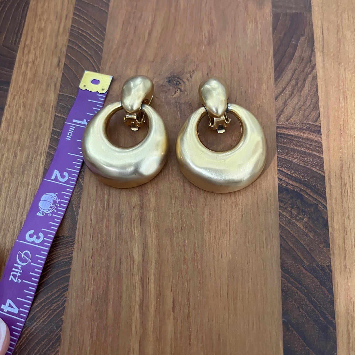 Vintage Gold Brass Hoop Earrings