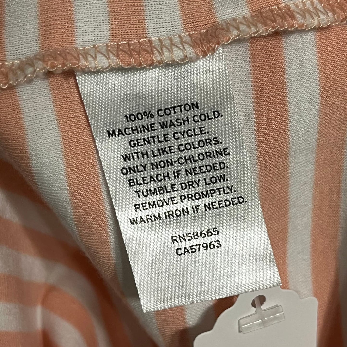 Caslon Peach Striped 100% Cotton Knit Short Sleeve Top Sz-Medium