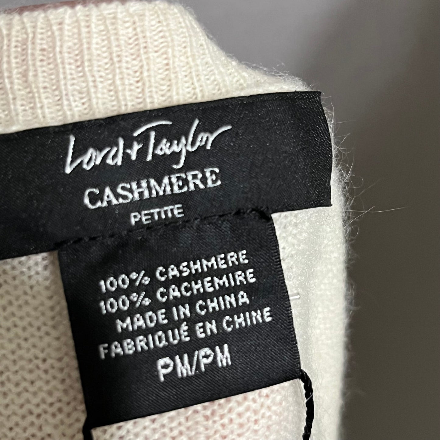 Lord & Taylor Cream 100% Cashmere Button Front Cardigan Sz-Medium Petite