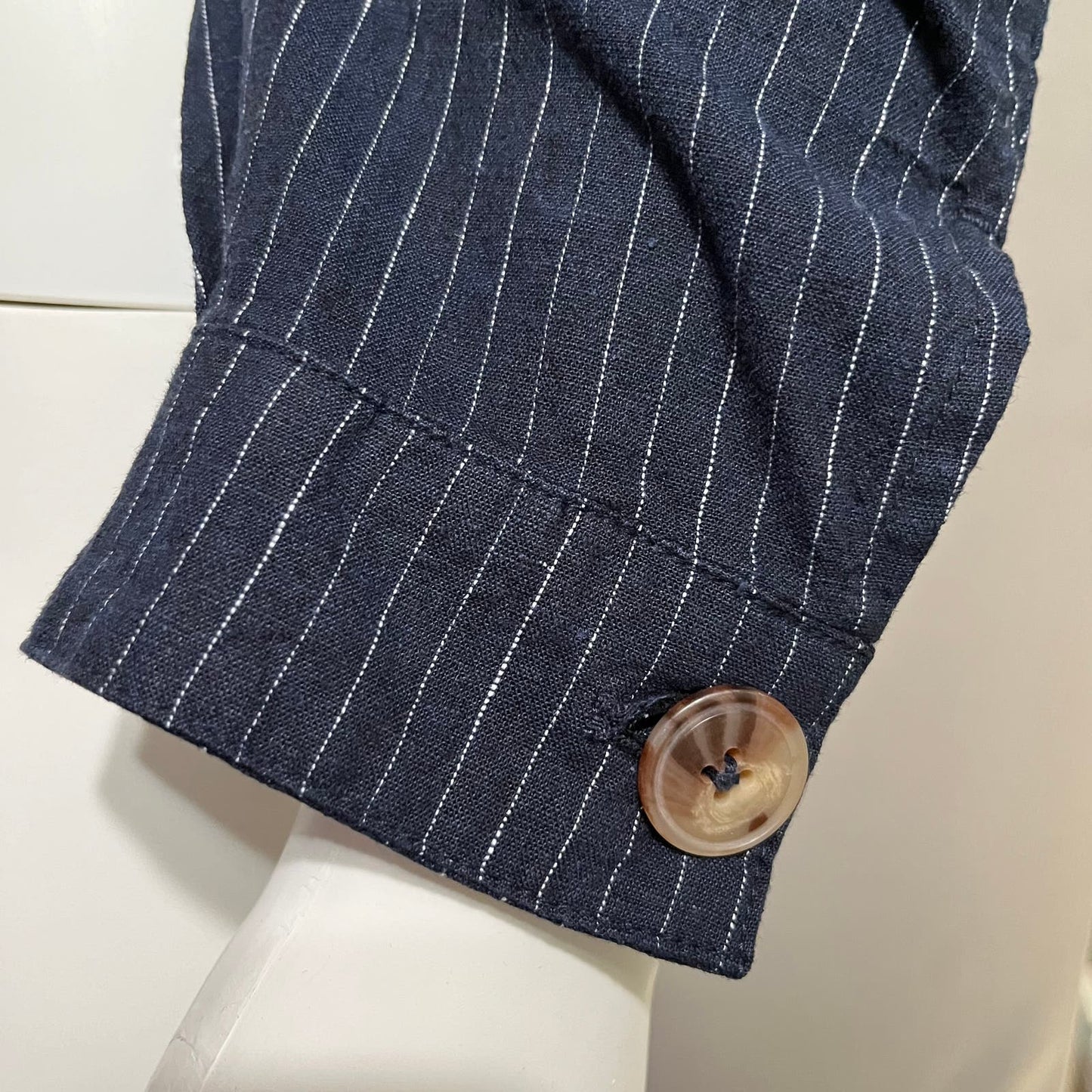 Lane Bryant Navy Linen / Cotton Striped Lightweight Jacket Sz-18