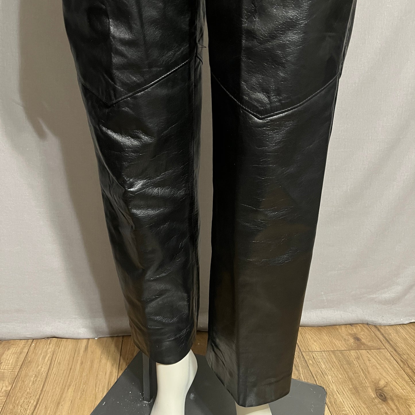 Vintage Black Leather Pleated Pants Sz-Large