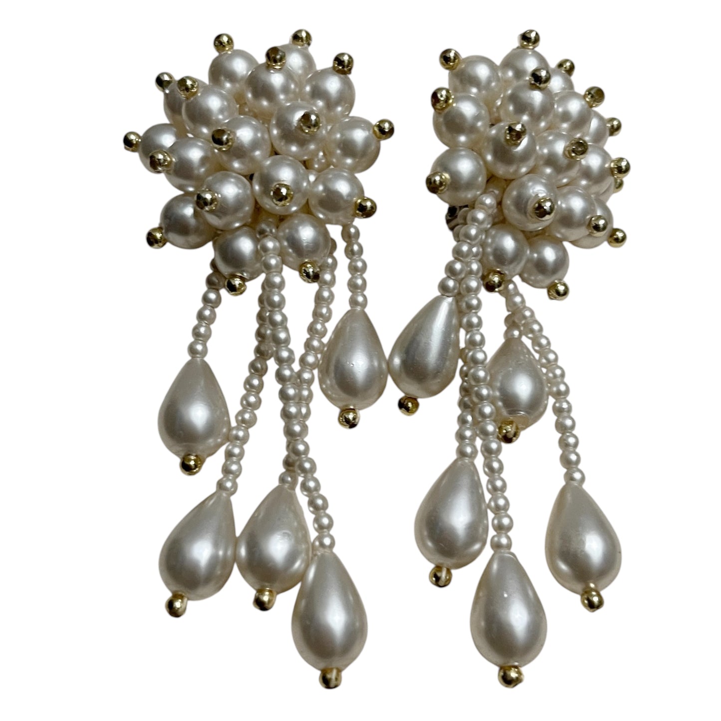 Vintage Pearl Cluster Clip On Earrings