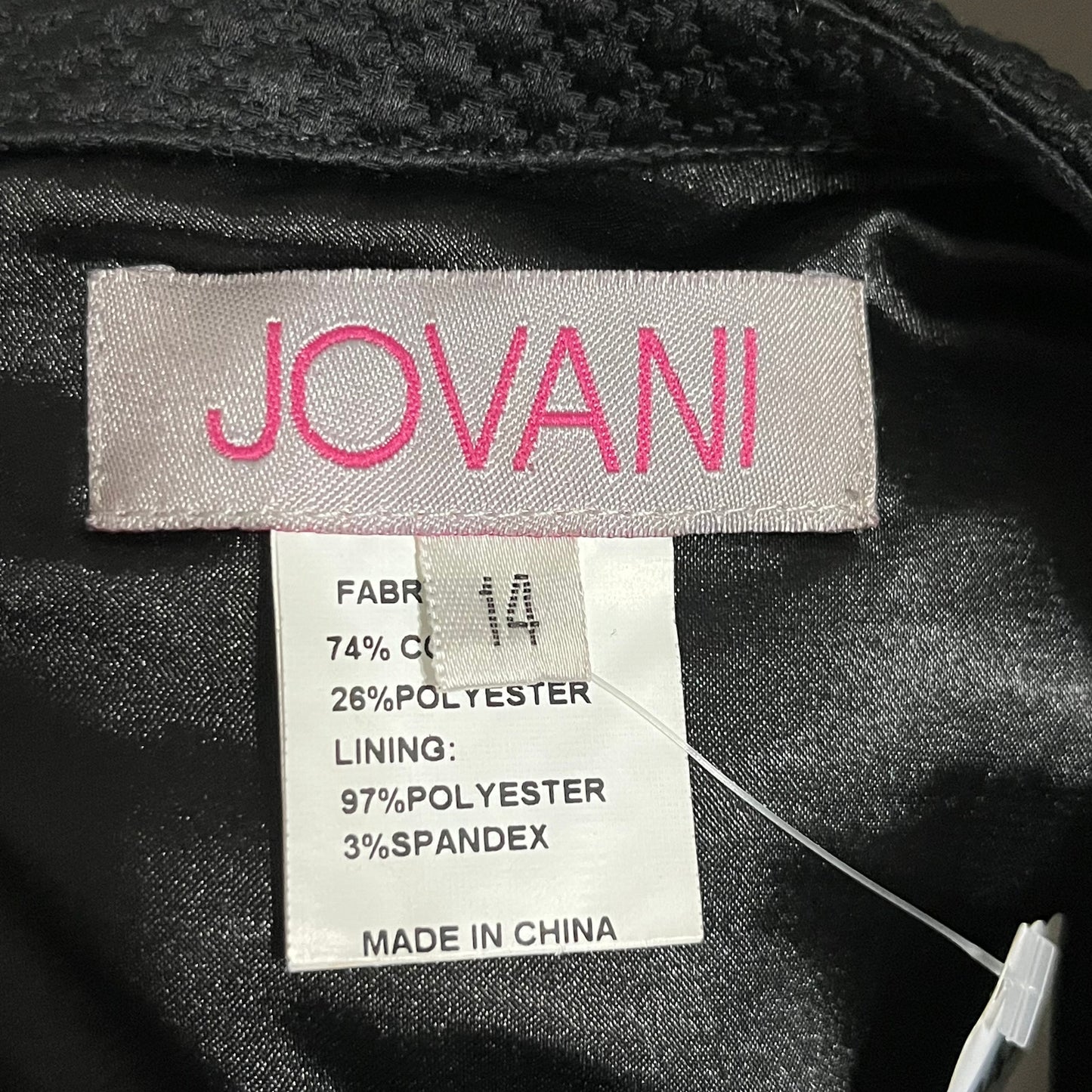 Jovani Black Quilted Laced Side Flare Dress Sz-14