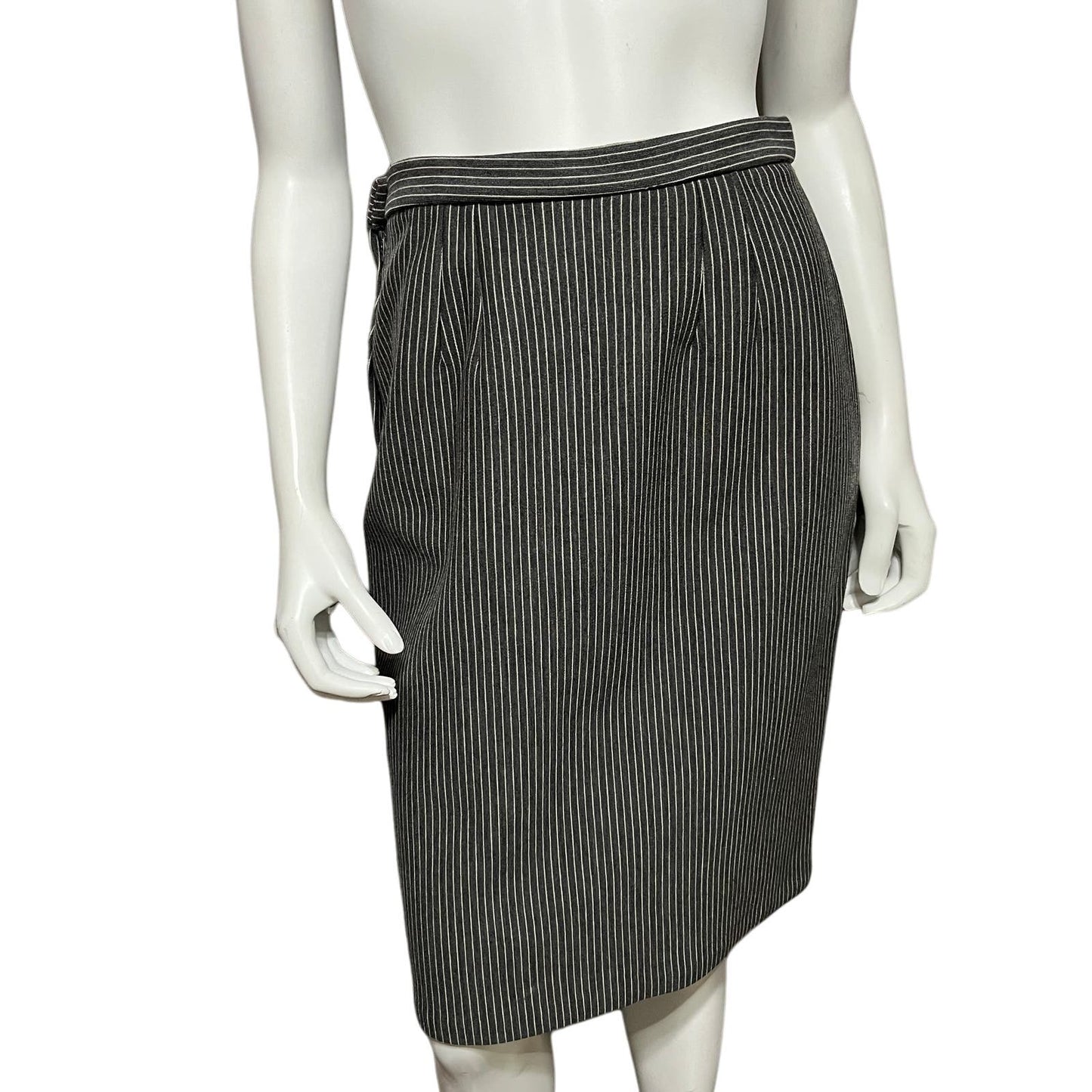Butte Knit Vintage Grey Stipe 2 Pc Ponte Knit Skirt Set Sz-Small