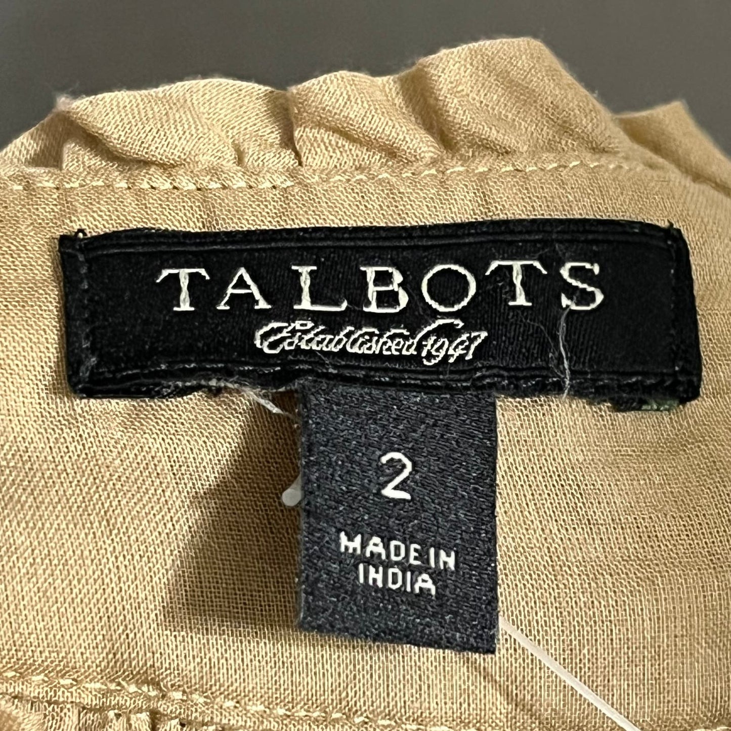 Talbots Camel Brown Sleeveless 100% Cotton Top Sz-2