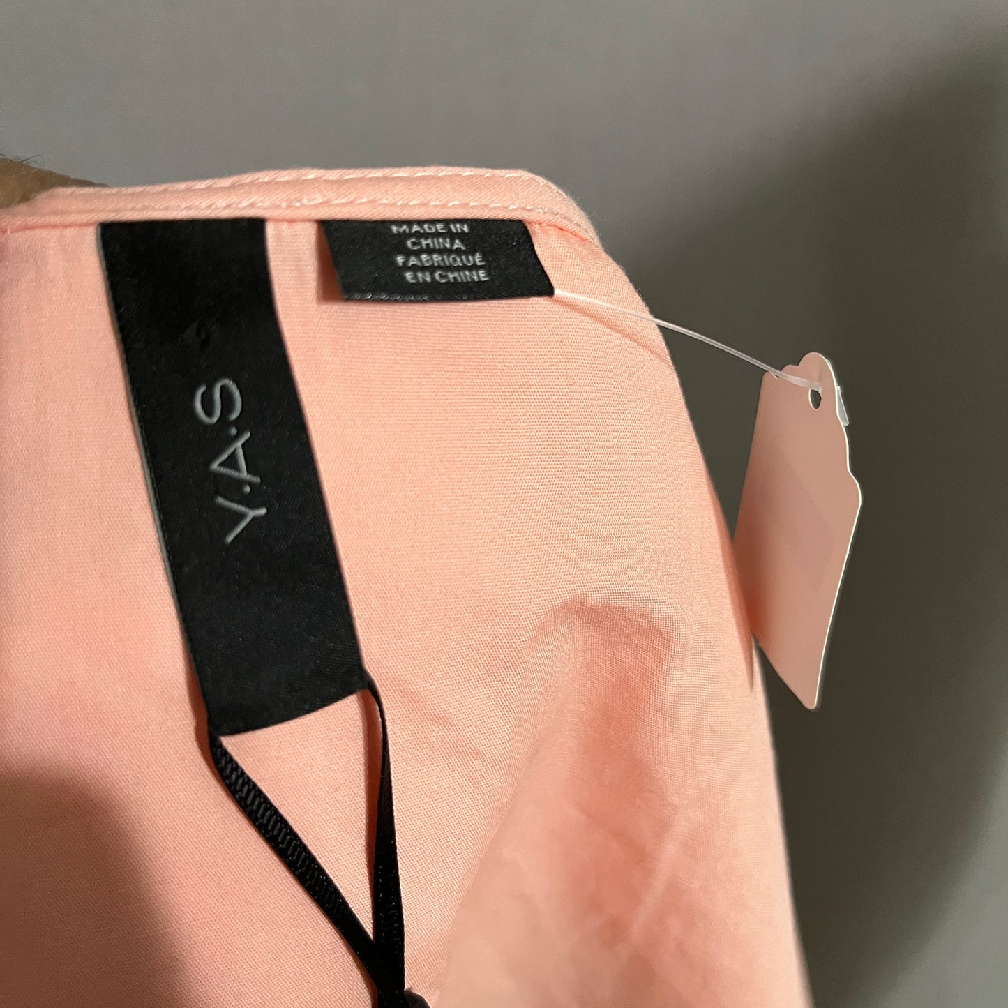 Yas Pastel Peach Cotton Oversized Collar Lace Trim Shirts Sz-Large