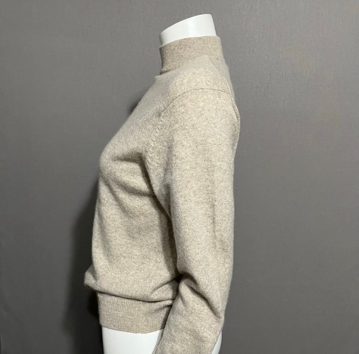 Glen Lyon Taupe Neutral Mock Neck 100% Cashmere Sweater Sz-Small Petite