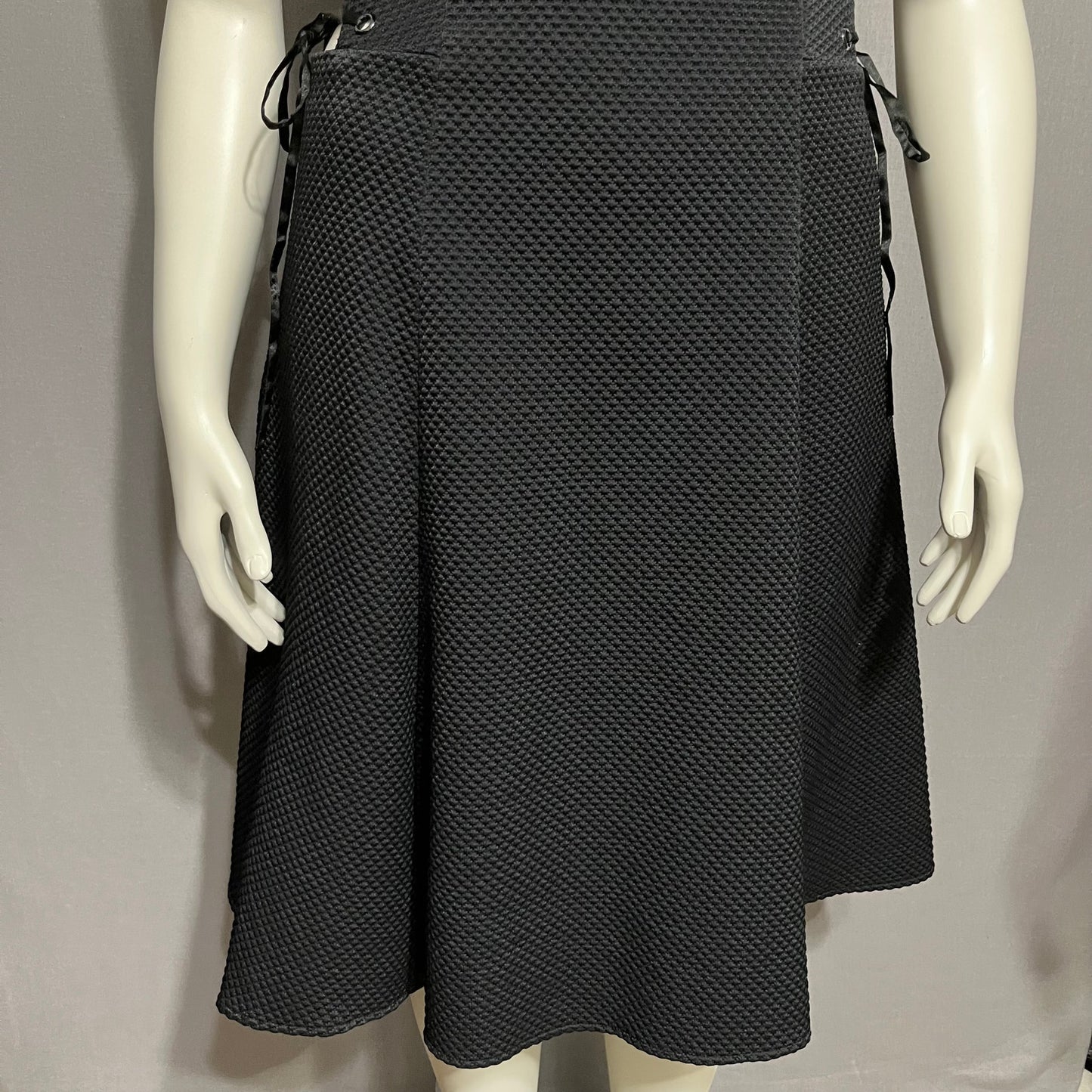 Jovani Black Quilted Laced Side Flare Dress Sz-14
