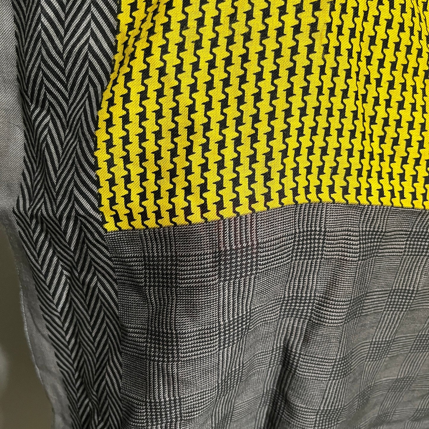 Geoffrey Beene Gray and Yellow Unisex Herringbone Wool Scarf