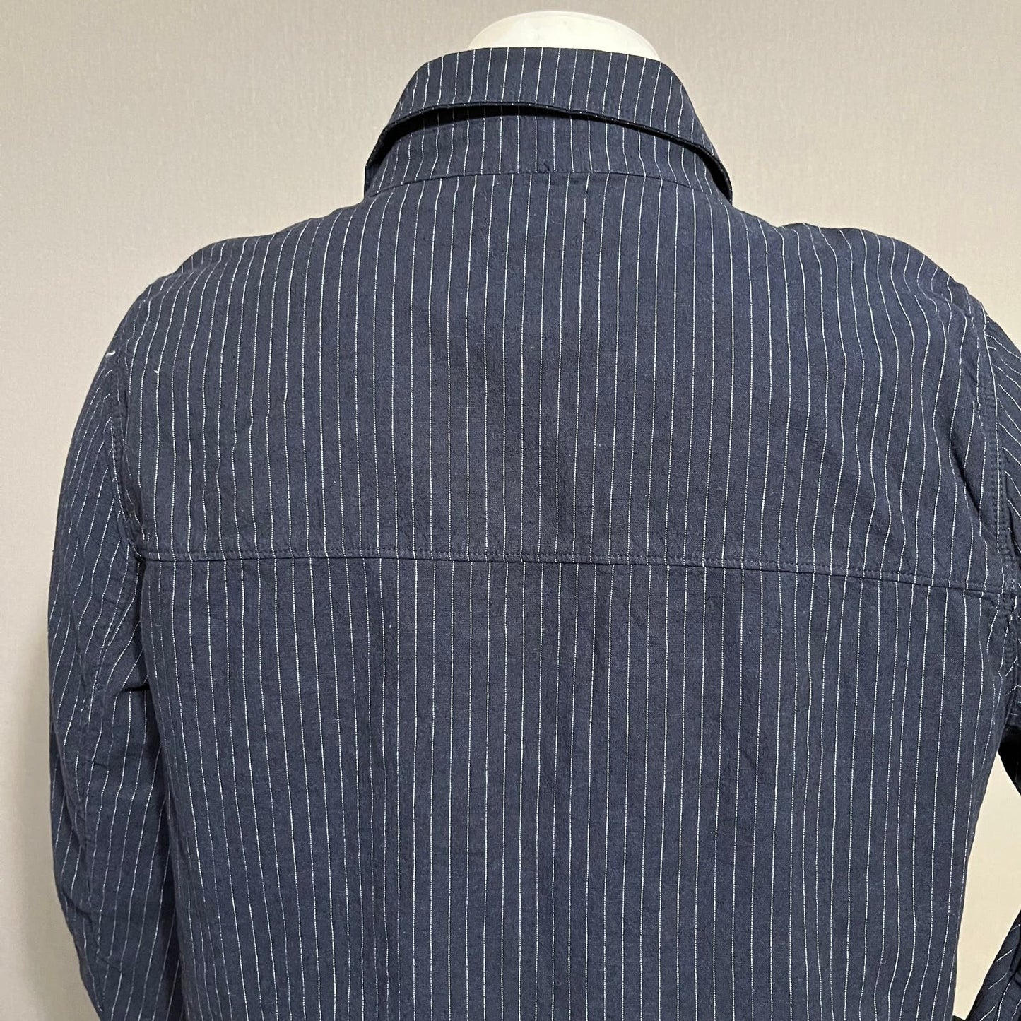 Lane Bryant Navy Linen / Cotton Striped Lightweight Jacket Sz-18
