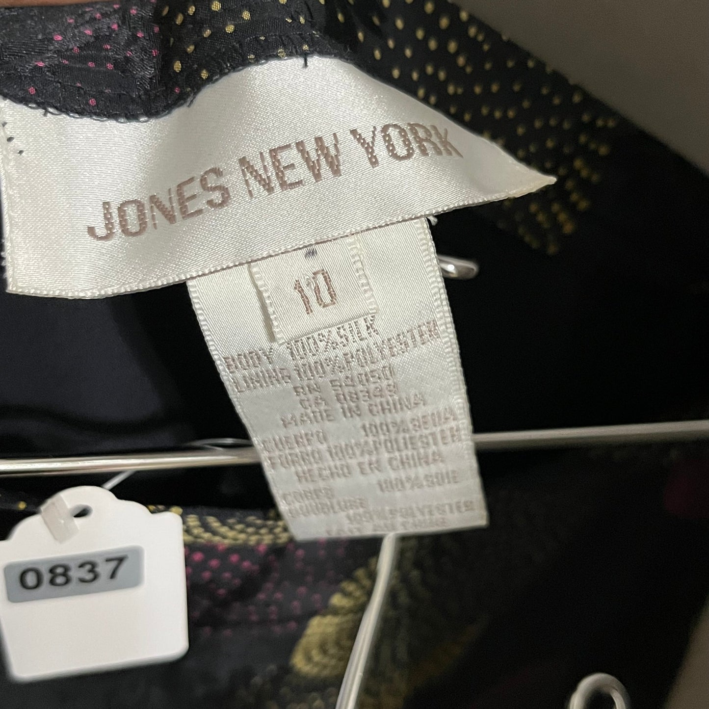 Jones New York 100% Silk Black Geometric Circle Print Circle Flowy Maxi Skirt Sz-10