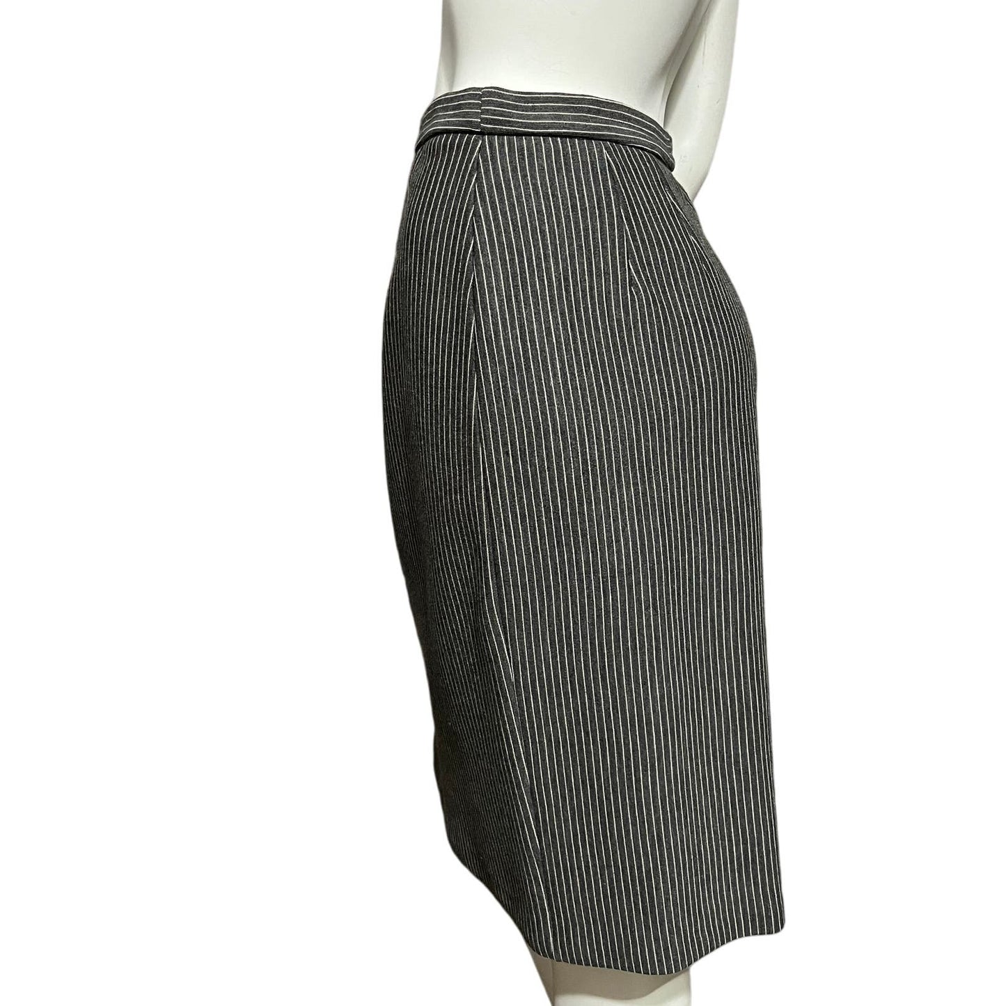 Butte Knit Vintage Grey Stipe 2 Pc Ponte Knit Skirt Set Sz-Small