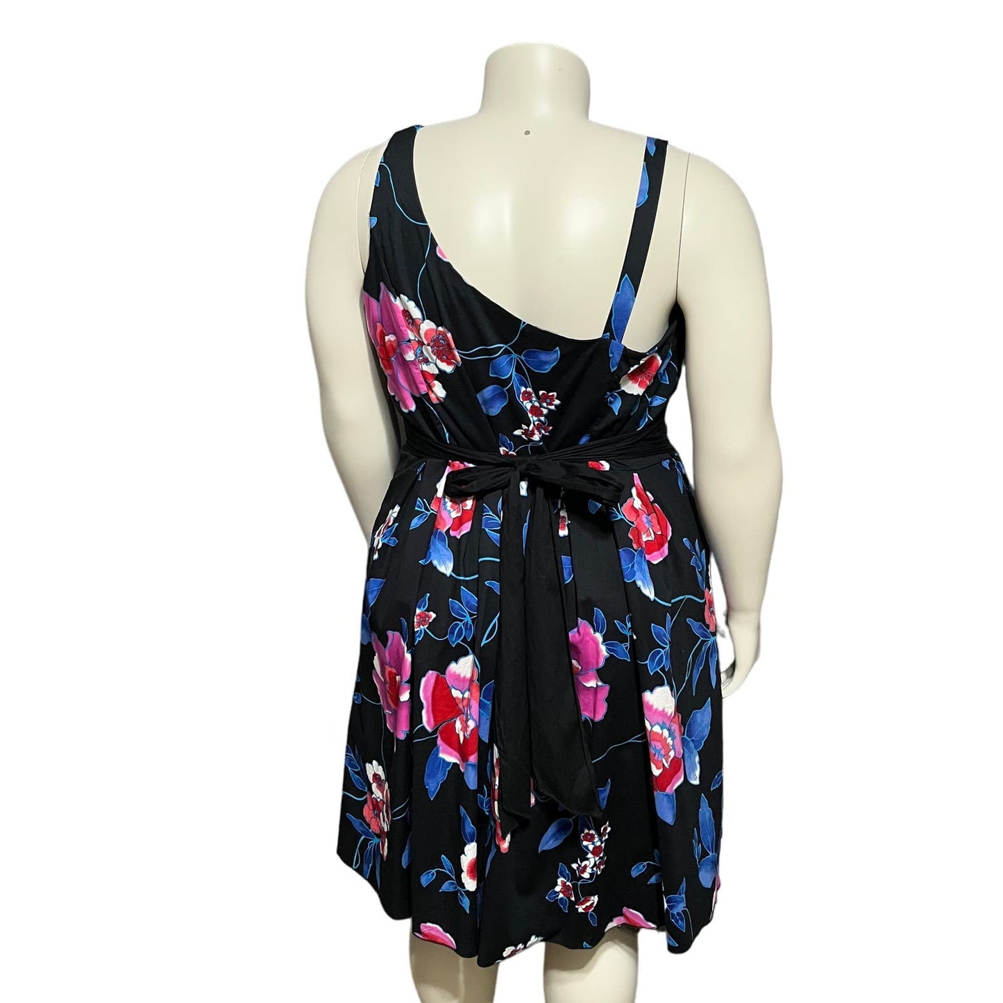 Maurices Black Floral Ruffle Cotton Flare Dress Sz-20