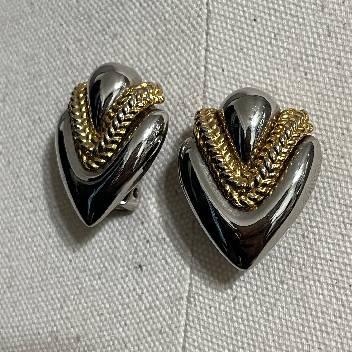 Vintage Silver and Gold Heart Earrings