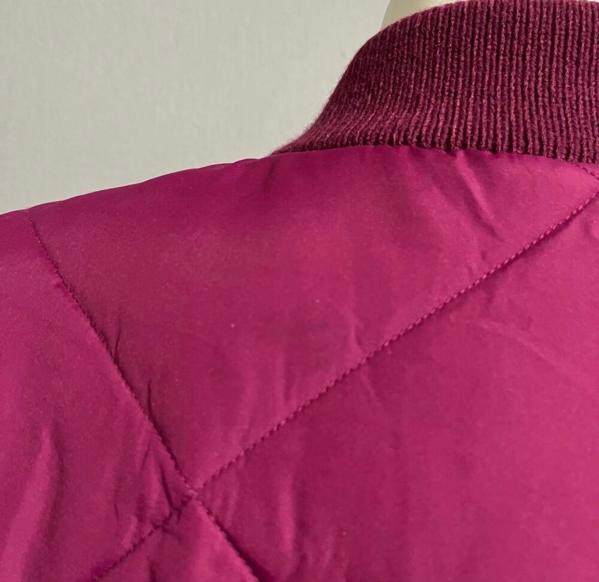 Lands End Pink Puffer Zip Up Bomber Quilted Jacket Sz-XL (18)
