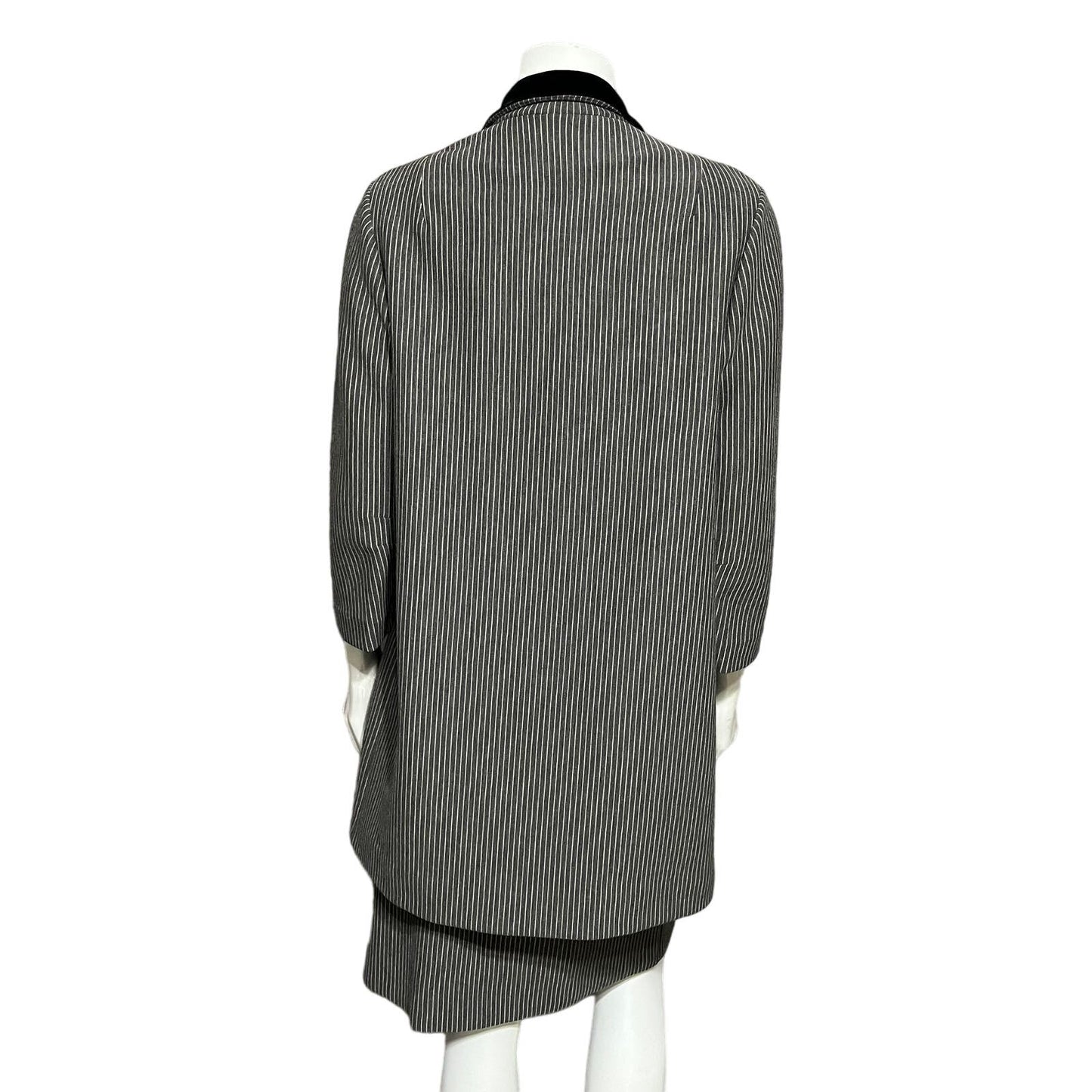 Butte Knit Vintage Grey Stipe 2 Pc Ponte Knit Skirt Set Sz-Small