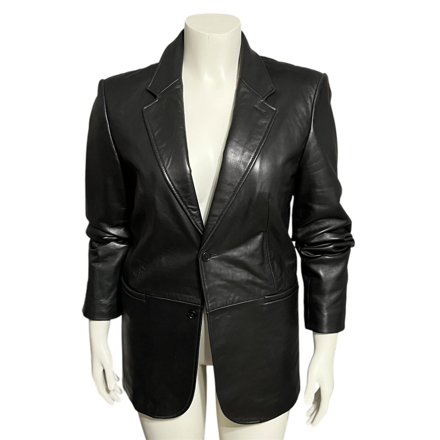 Adriano Goldschmied Black 100% Leather Blazer Jacket Sz-Medium