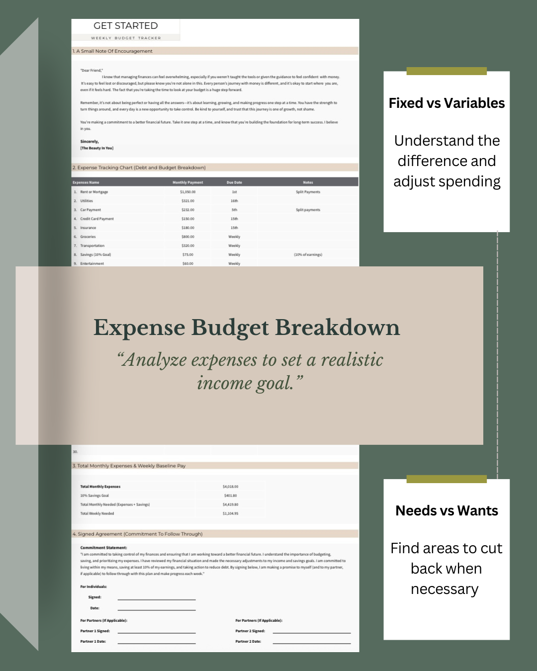 Weekly Personal Budget Tracker Spreadsheet
