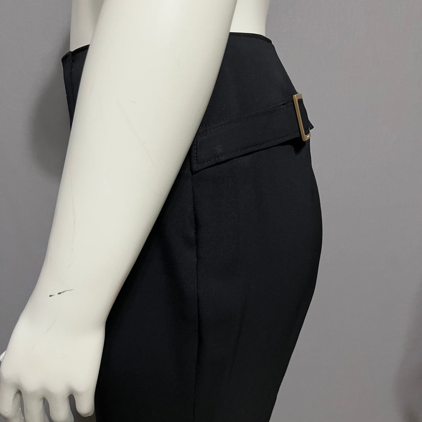 Gucci Black Flat Front Career Gold Buckle Trouser Pant Sz-48 (Large)