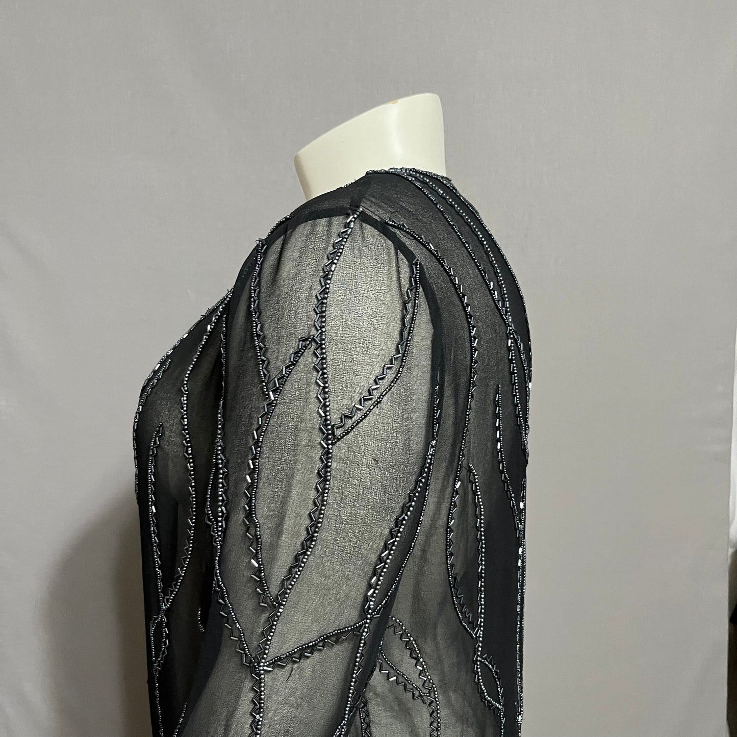 JKara New York Sheer Beaded Open Front Dressy Open Cardigan Blazer Sz-XL