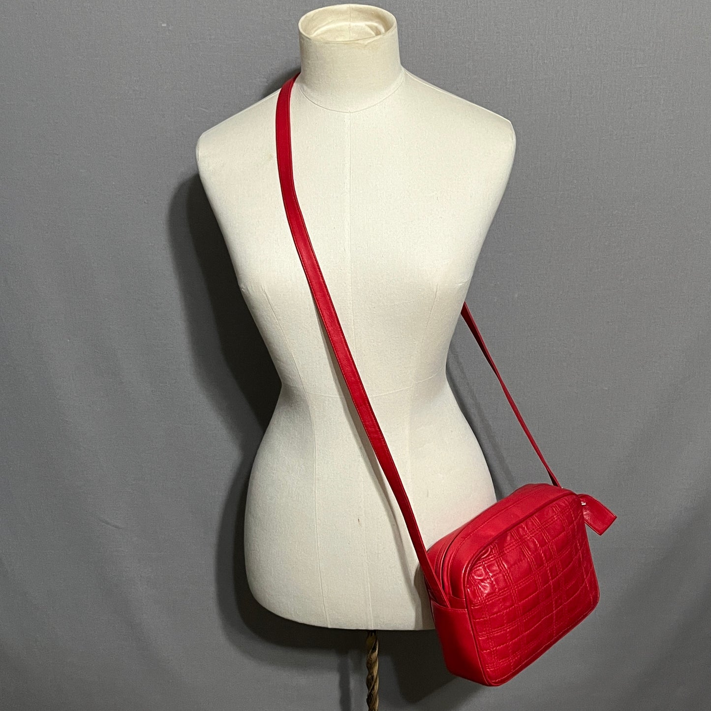 Mark Cross Red Leather Quilted Crossbody Handbag
