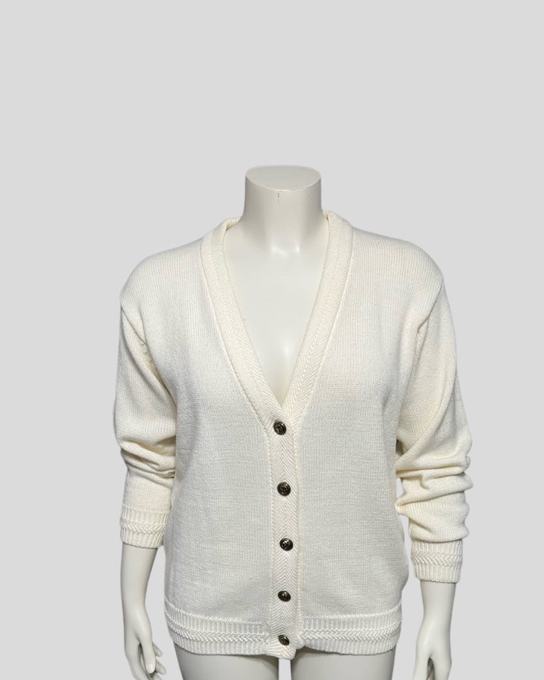 Bobbie Brooks Cream Button Front Preppy Sweater