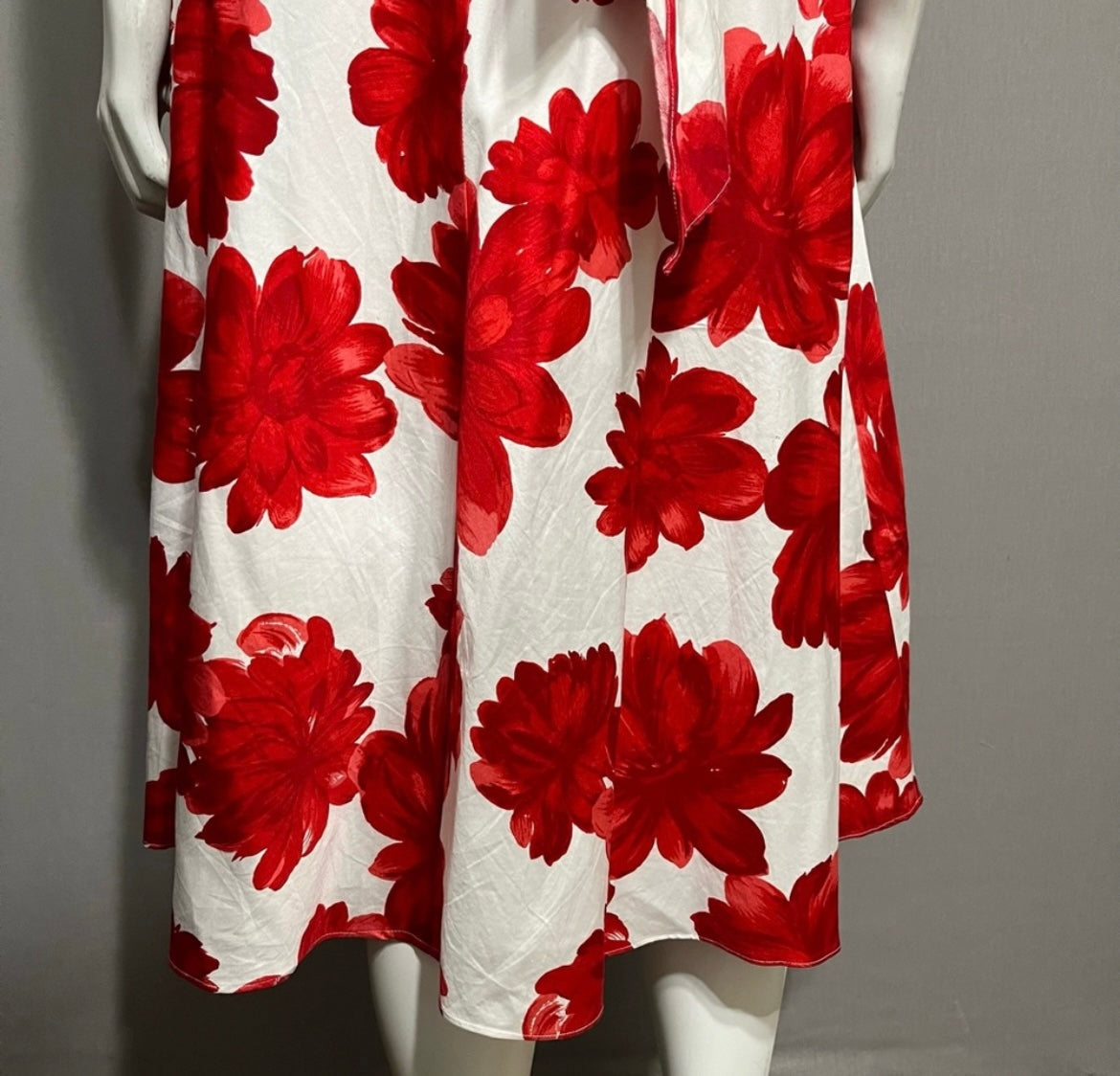 Coldwater Creek 100% Cotton Red & White Floral Spaghetti Dress Sz-12