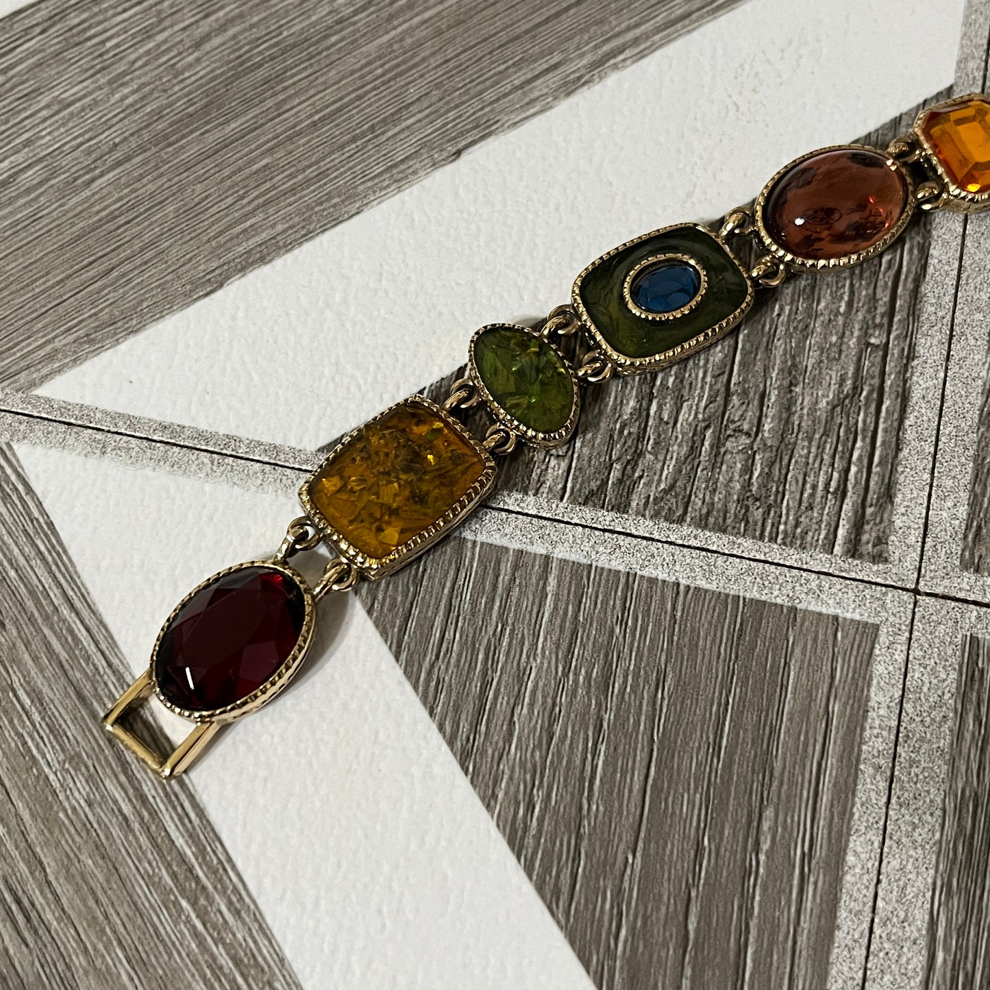 Fall Themed Autumn Multi-Stone Jeweled Bracelet