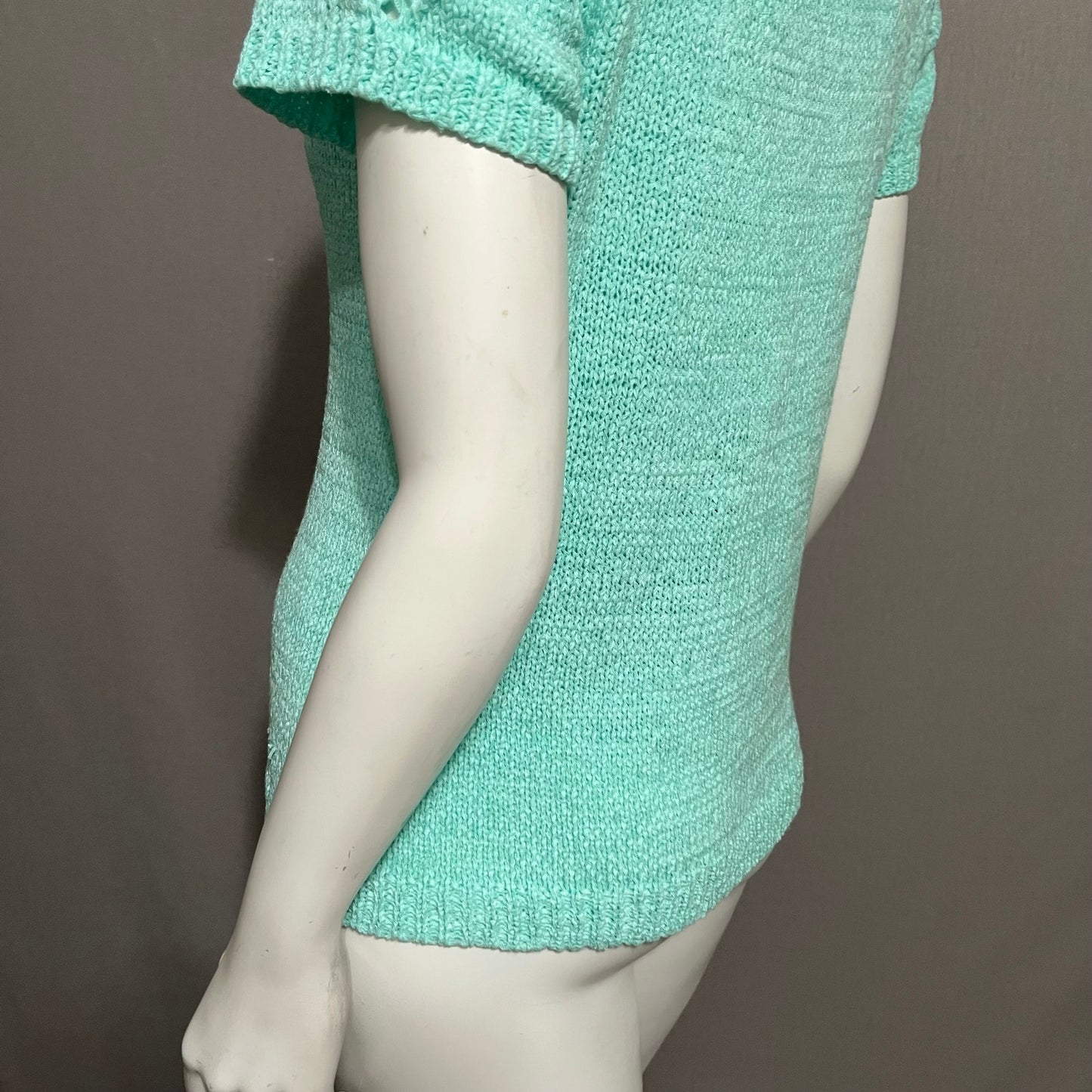 Coldwater Creek Mint Green Lightweight Short Sleeve Sweater Sz-Small