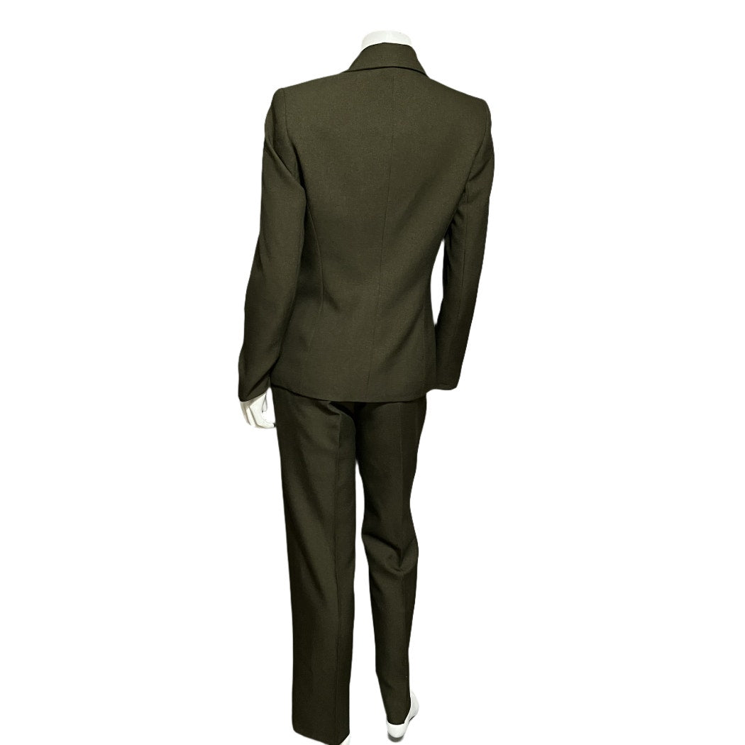 Jones Studio Army Green 2 Pc Career 3 Button Blazer & Pant Suit Sz-6