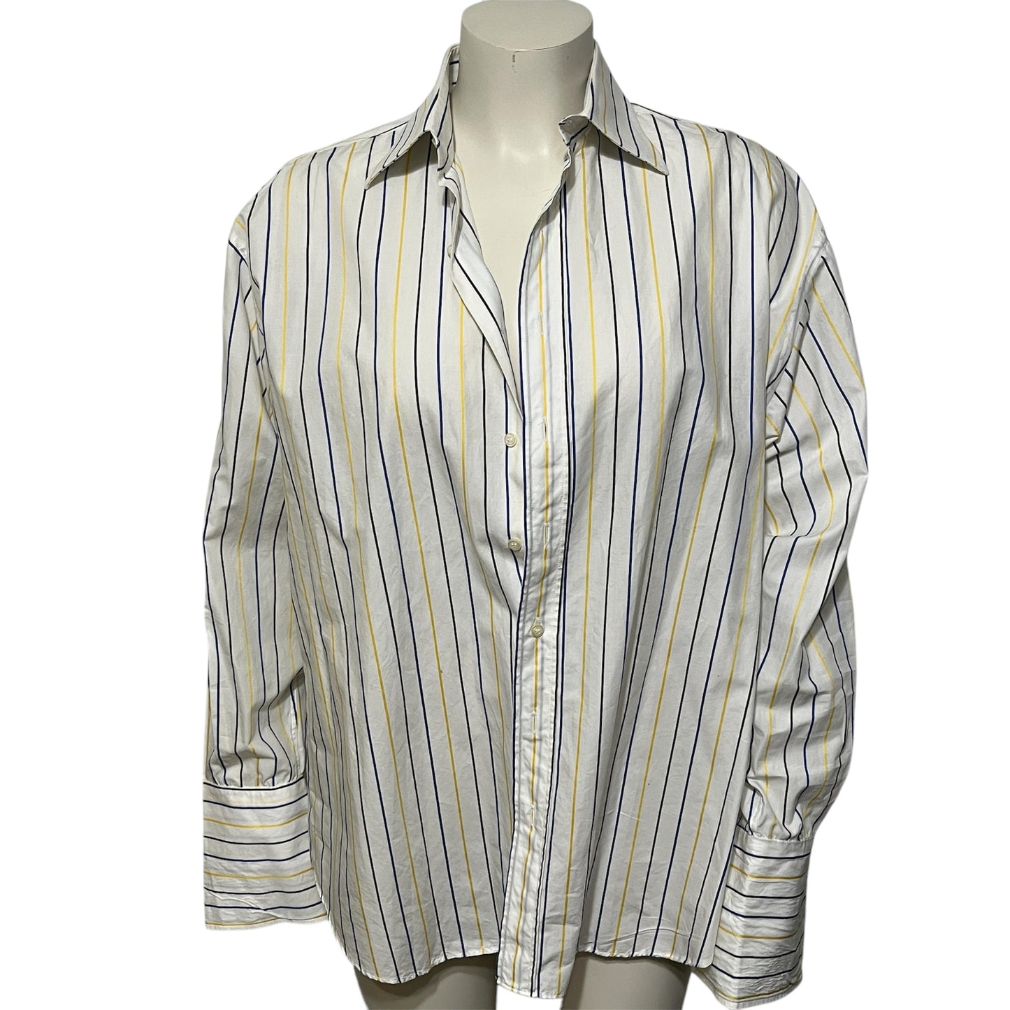 Ingram Cotton Blend Stripe Unisex Collared Shirt Sz-Lg/XL