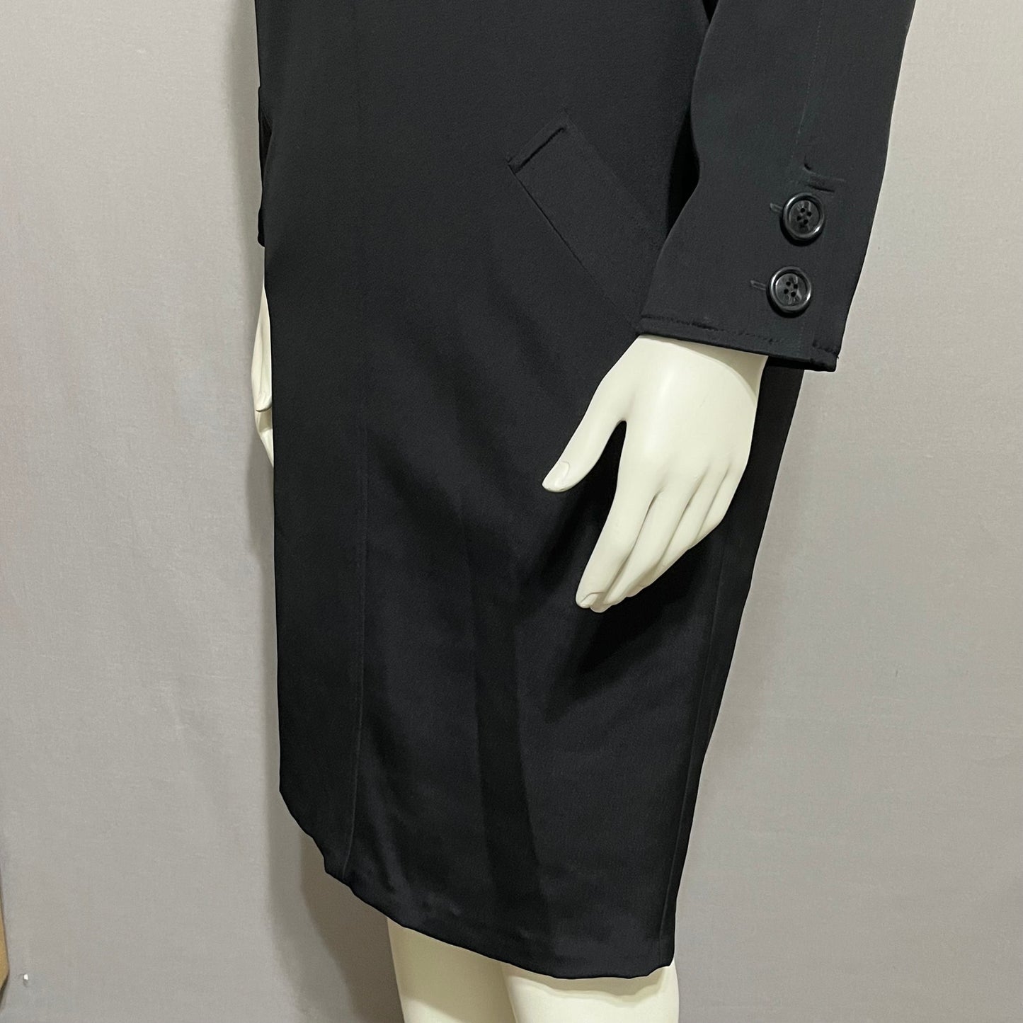 Vintage Black 100% Silk Pullover W-Pockets Shift Dress Sz-10 Medium