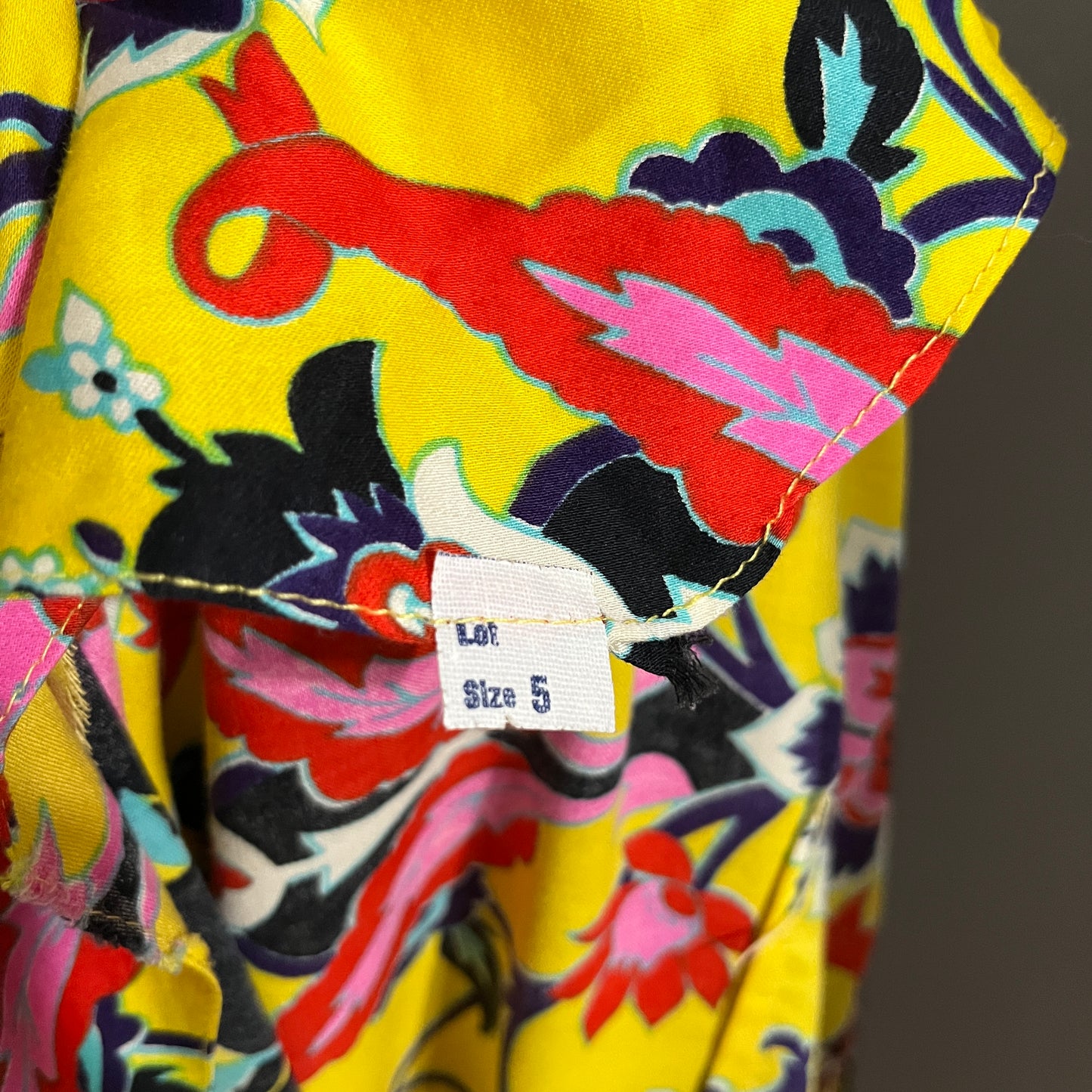 Vintage Floral Yellow Cotton Maxi Fit & Flare Dress Sz-XS