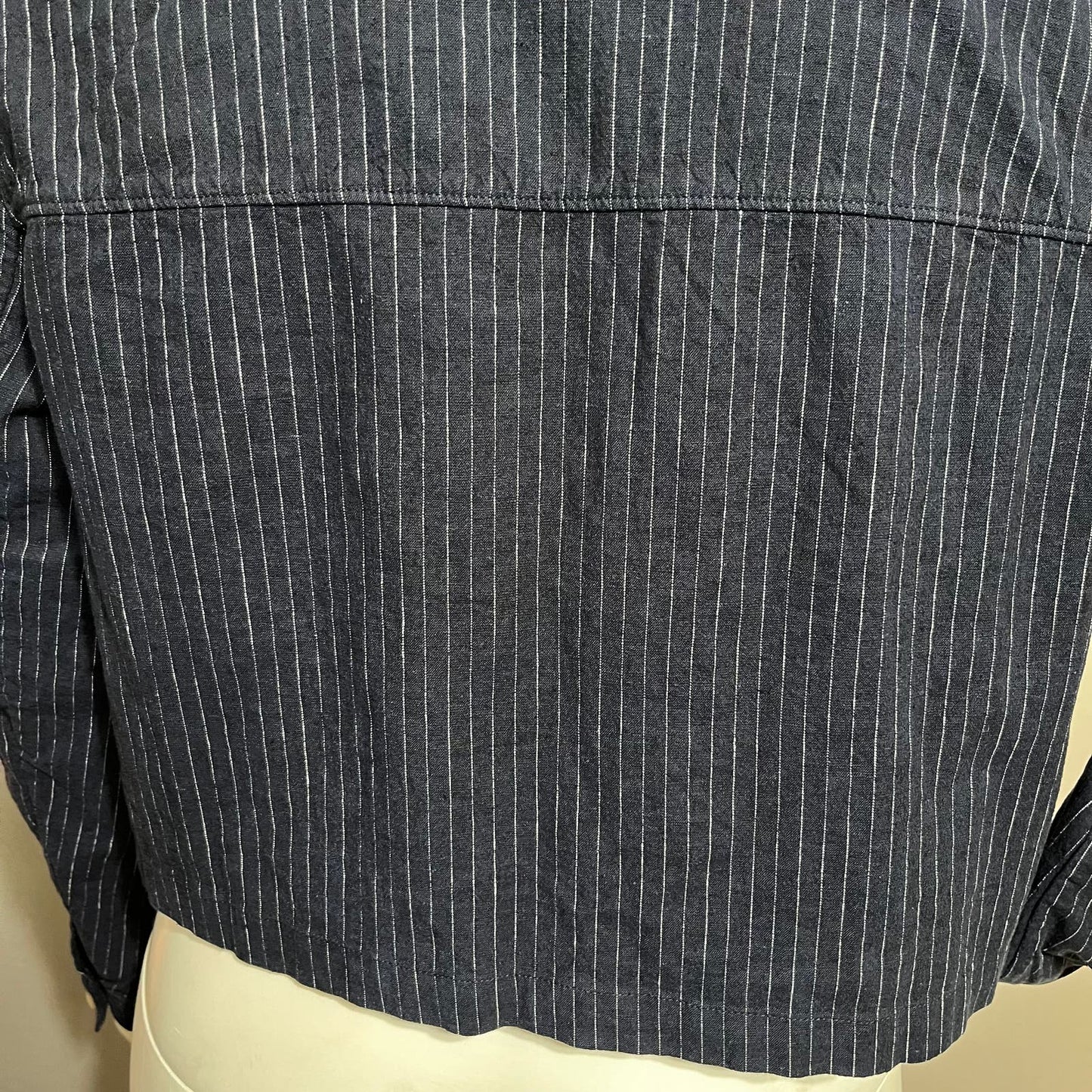 Lane Bryant Navy Linen / Cotton Striped Lightweight Jacket Sz-18