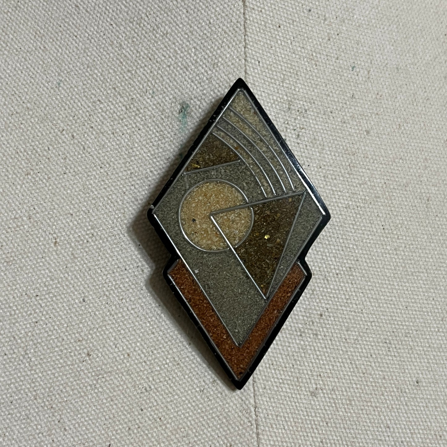 Vintage Geometric Brooch in Earth Tones