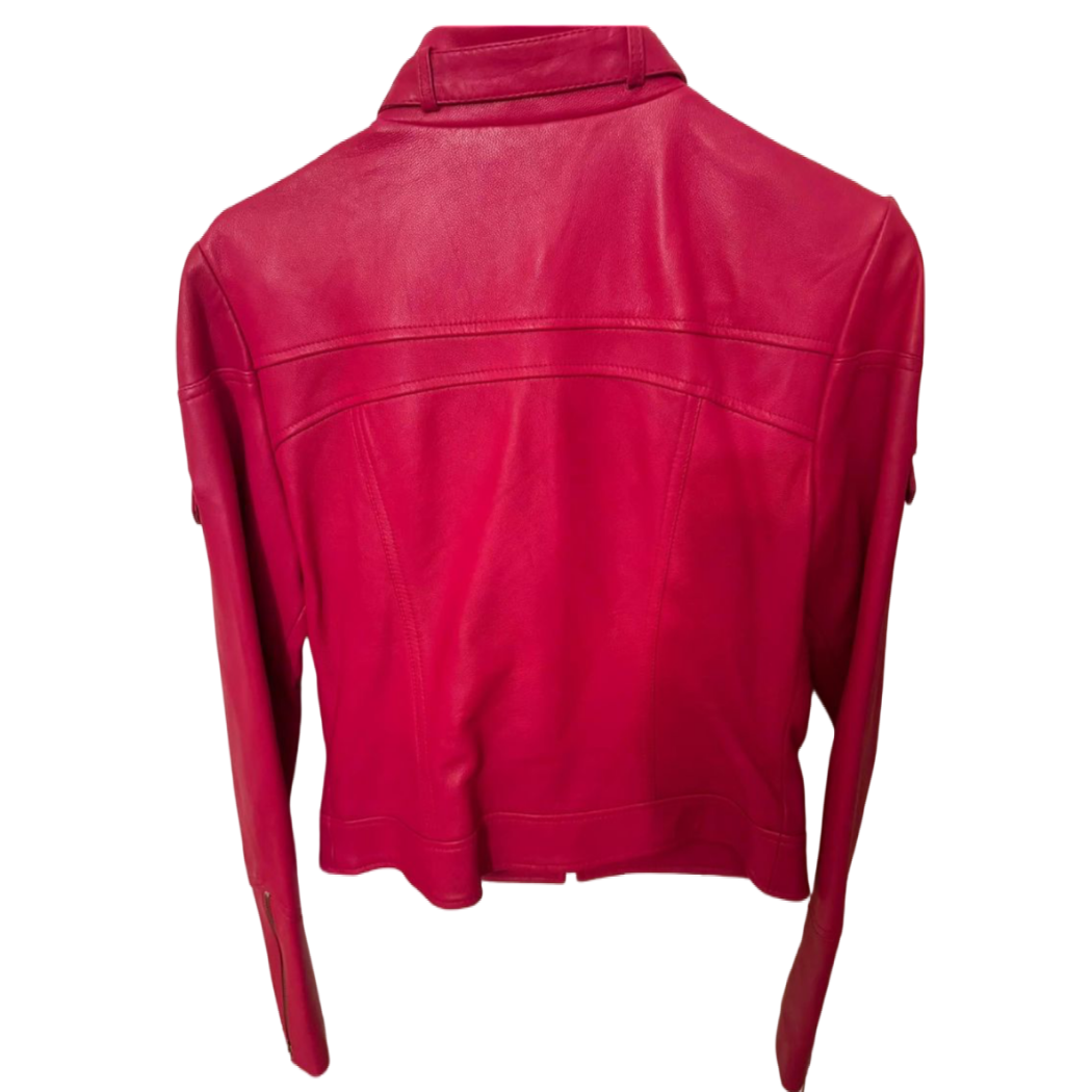 Bebe Pink 100% Leather Jacket Sz-Small