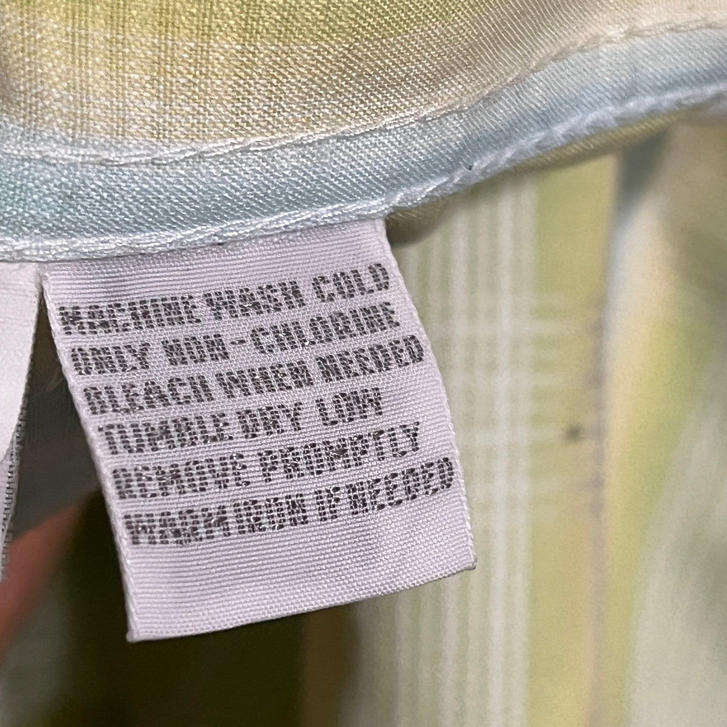 Women Checkered Print Spring Button Front Shirt Sz-16 Pale Yellow Blue Green