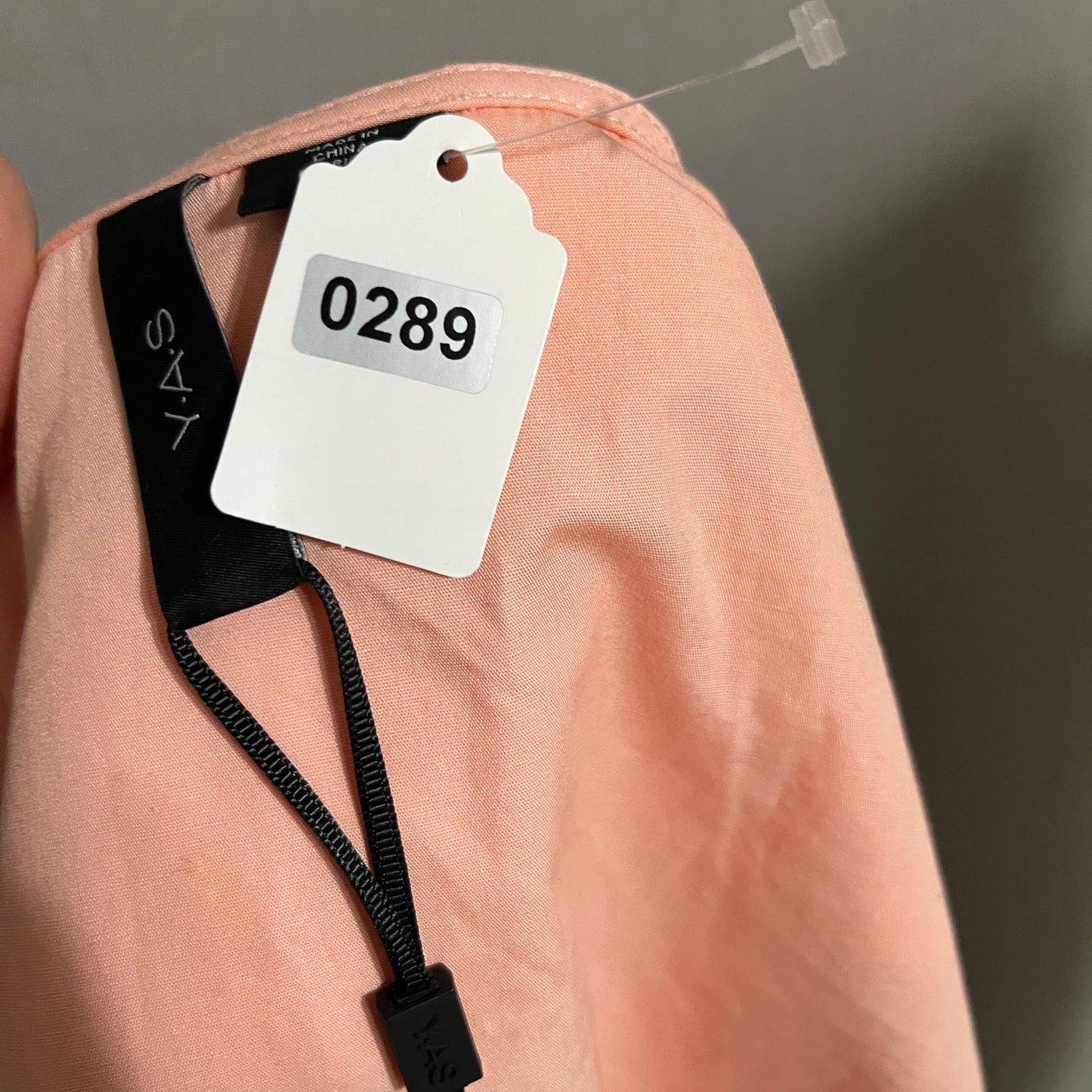 Yas Pastel Peach Cotton Oversized Collar Lace Trim Shirts Sz-Large