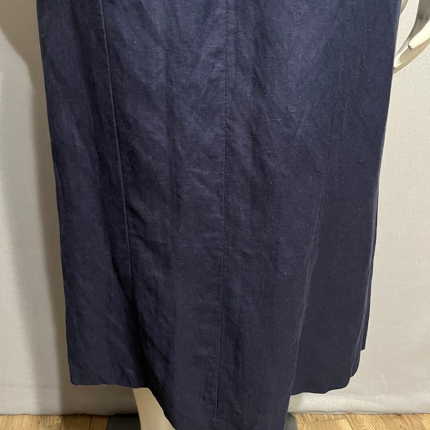 CH Signature Navy Linen Cotton Maxi Sleeveless Button Front Dress Sz-Small