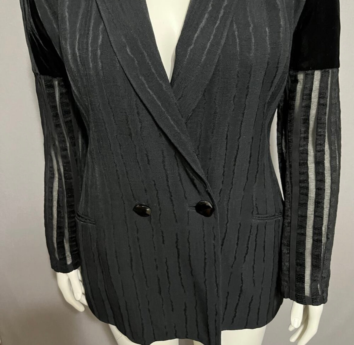 Amelia Toro Cinched Pinstriped Wool Linen Blazer Sz-10