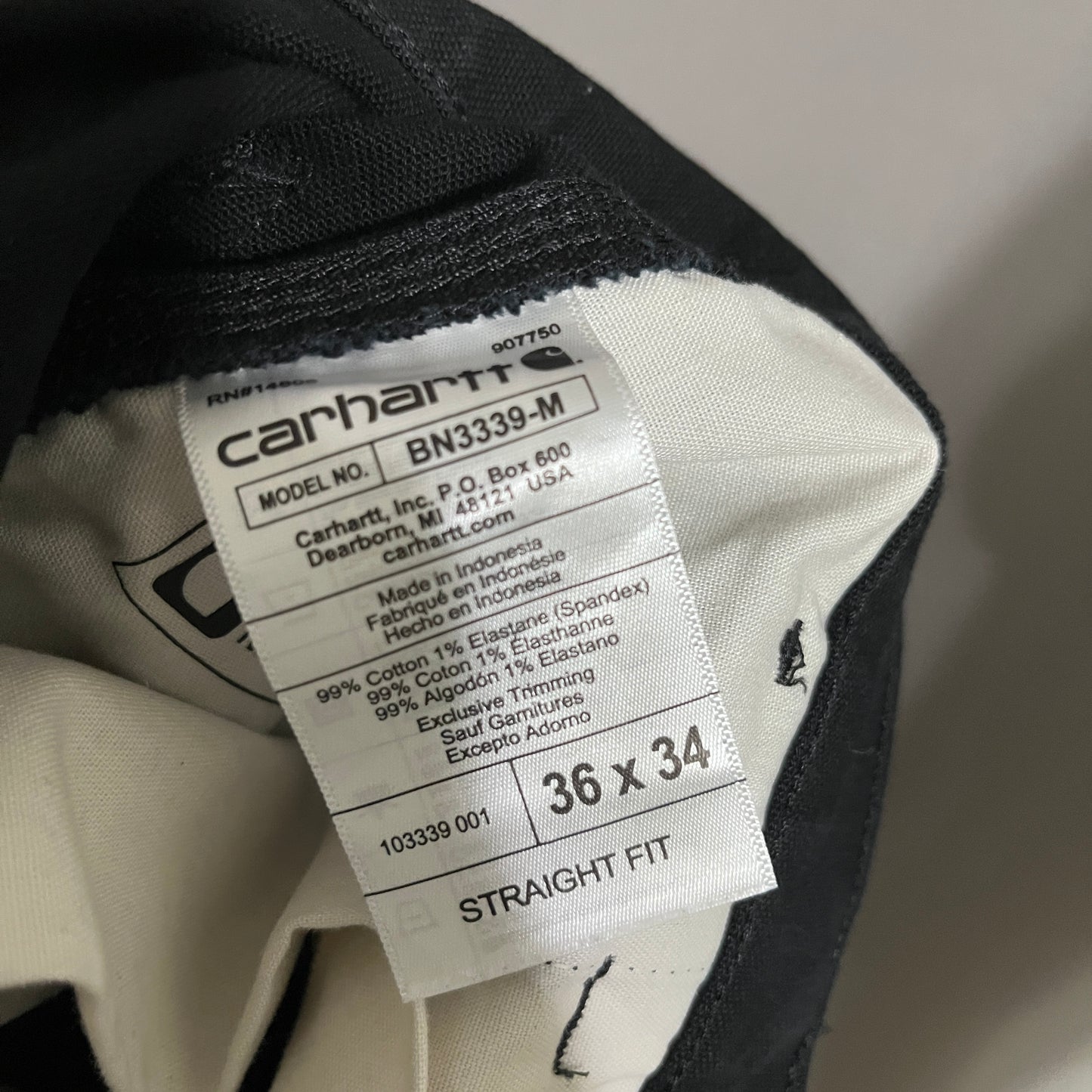 Carhartt Black Denim Jeans Sz-36/34