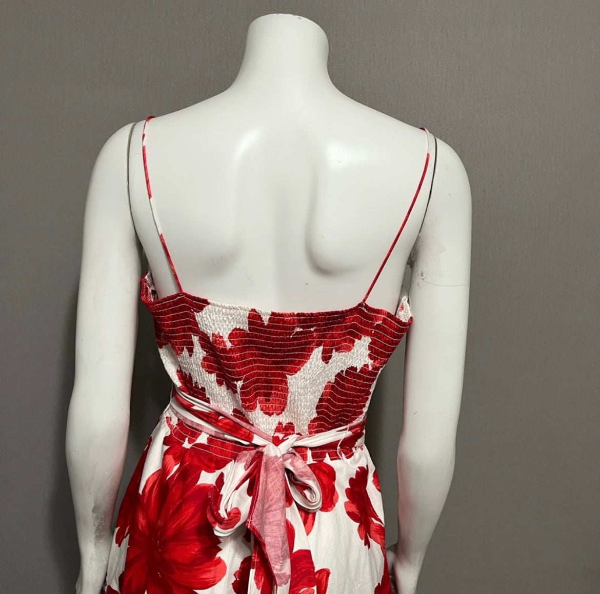 Coldwater Creek 100% Cotton Red & White Floral Spaghetti Dress Sz-12