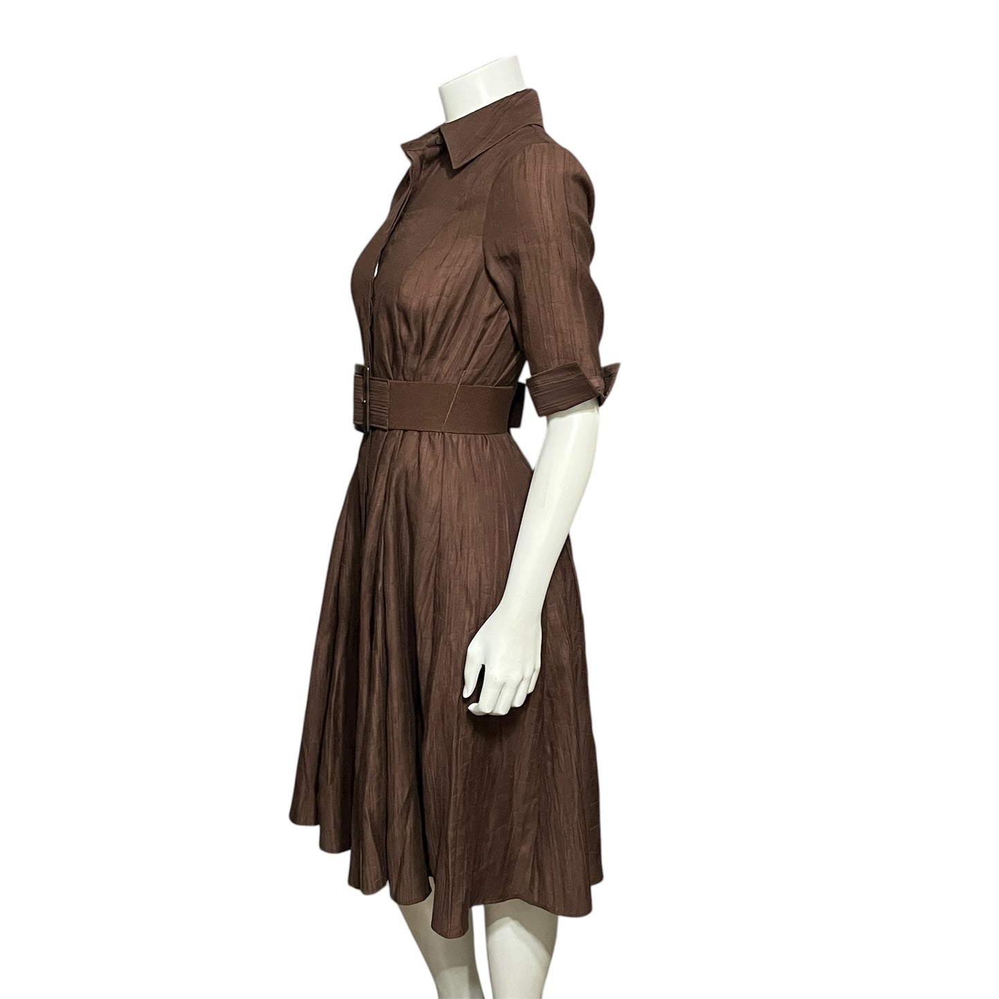 Coldwater Creek Chocolate Brown Shirt With Belt Dress Sz-6