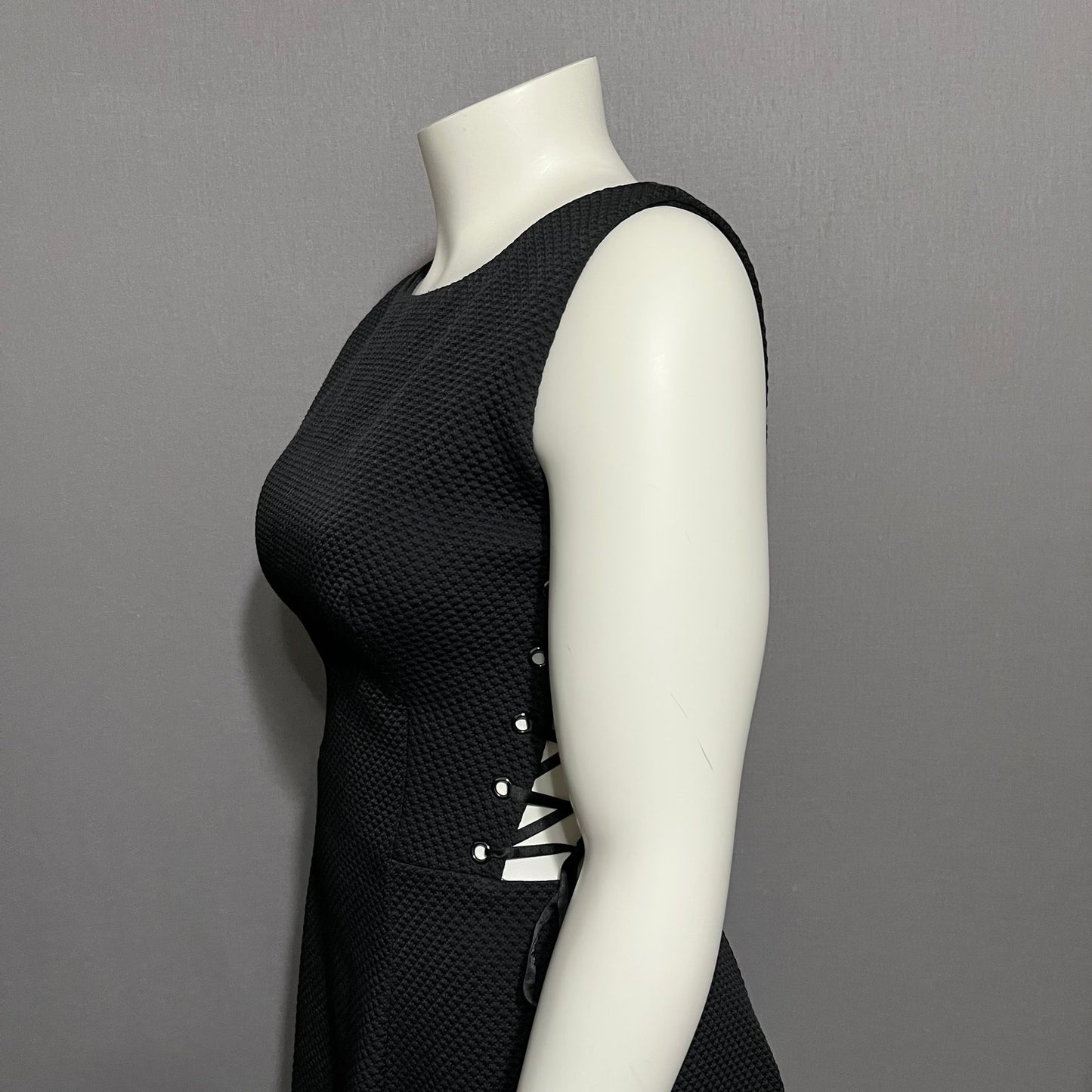Jovani Black Quilted Laced Side Flare Dress Sz-14