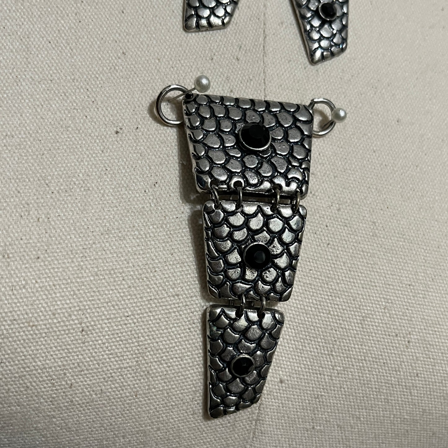 Silver Earrings & Pendant Textured Jewelry Set