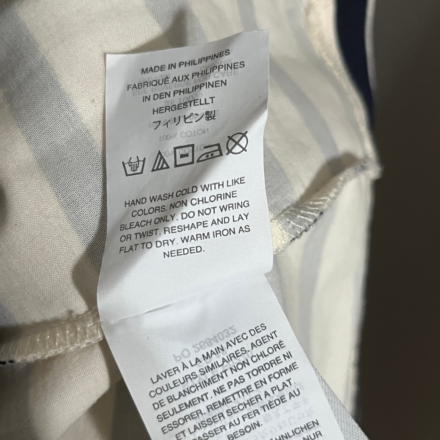 Cream & Navy Striped 100% Cotton Flare Sleeve Top Sz-XL